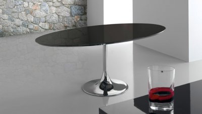 Oval dining table black