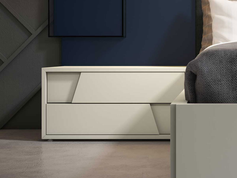 Diagonal bedside cabinet two drawers