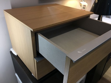 Fusion bedside cabinet in light oak display