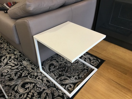 Life ceramic side table in white display 46x46cm