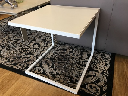 Life ceramic side table in white display 46x46cm