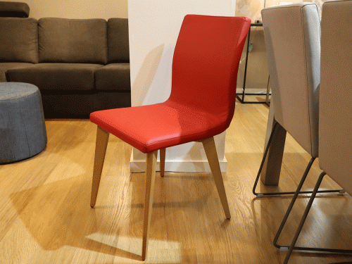Layla dining chair in red faux leather x6 display