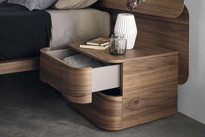 Surf bedside cabinet 2 drawers in Walnut