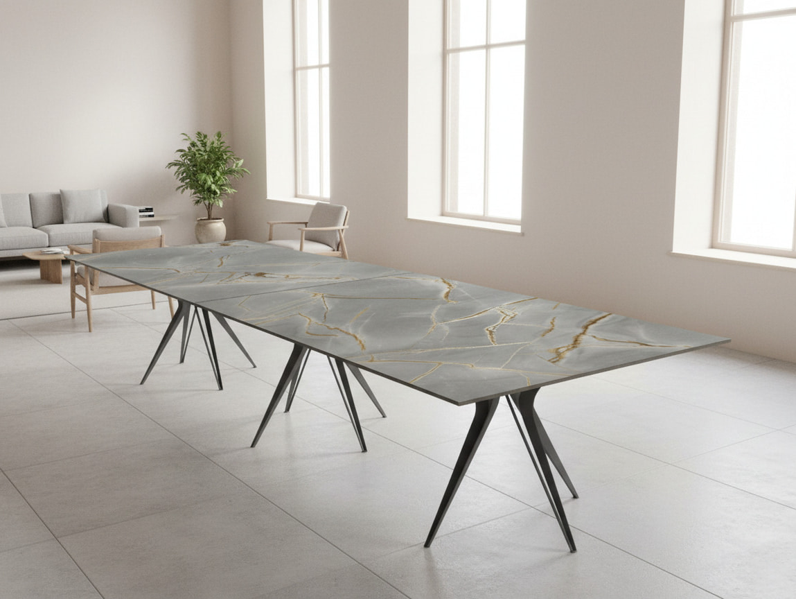 Jazz XXL Ceramic Dining Table | Angular Architectural Legs | 3m - 6m+