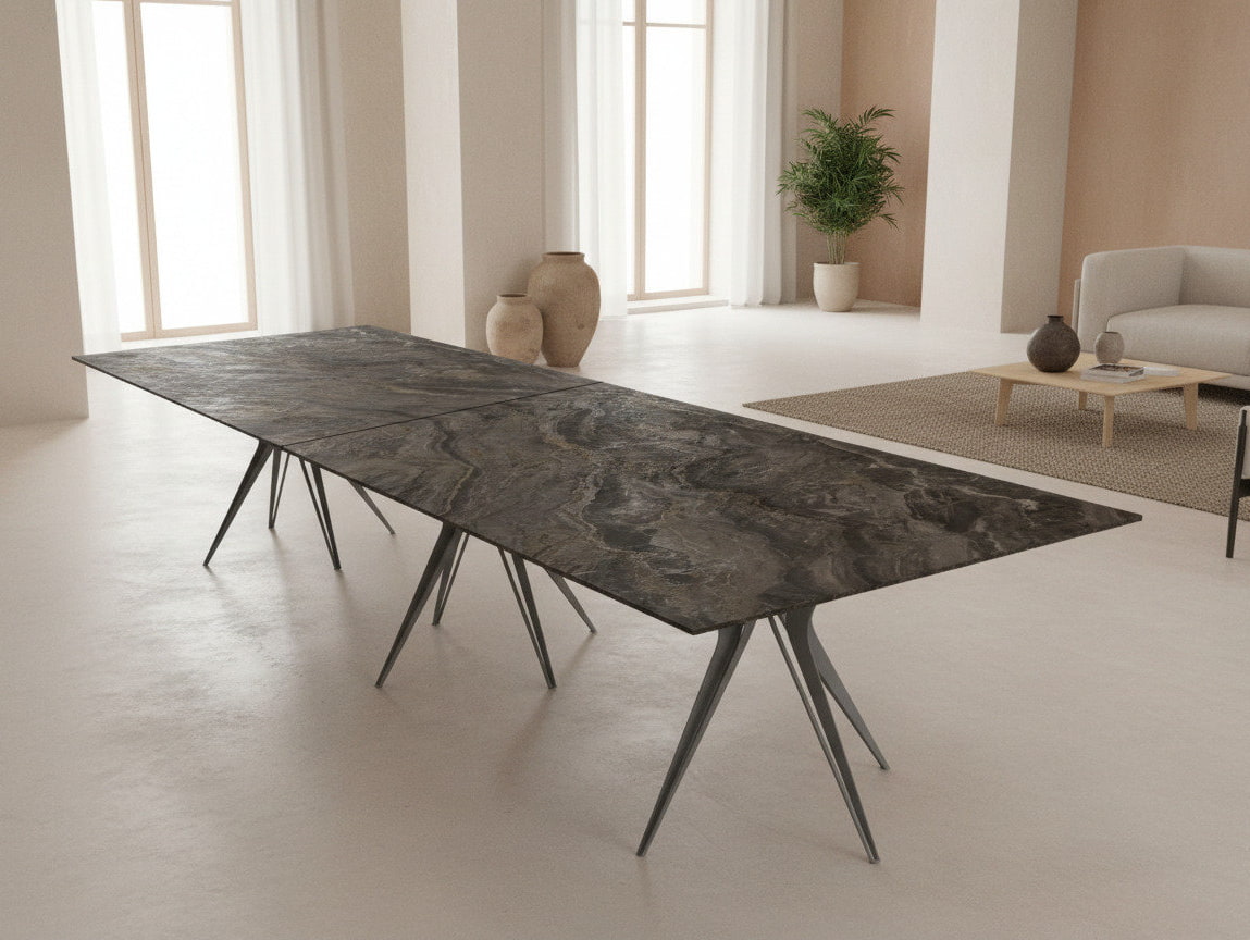 Jazz XXL Ceramic Dining Table | Angular Architectural Legs | 3m - 6m+