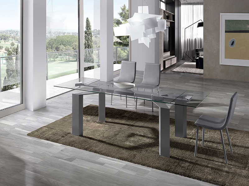 Metropolis glass extendable dining table