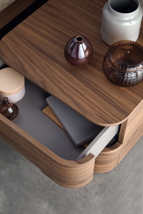 Surf tall bedside cabinet 2 drawers in Walnut