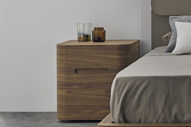 Surf tall bedside cabinet 2 drawers in Walnut
