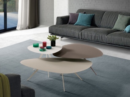 Trendy glass triangular coffee table