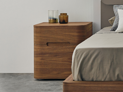 Surf tall bedside cabinet 2 drawers in Walnut